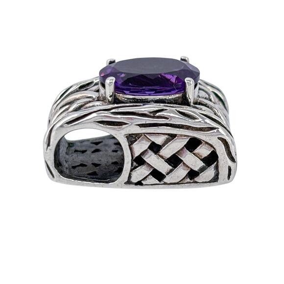 Vintage Sterling Silver 925 Effy Lagoon Purple Amethyst Pendant - Picture 8 of 10